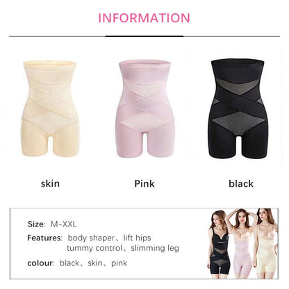 Women Sexy Body Shaper Panties Slimming Belly Flat Butt Lifter Shapewear High Rise Waist Cross Compression Trainer Underwear