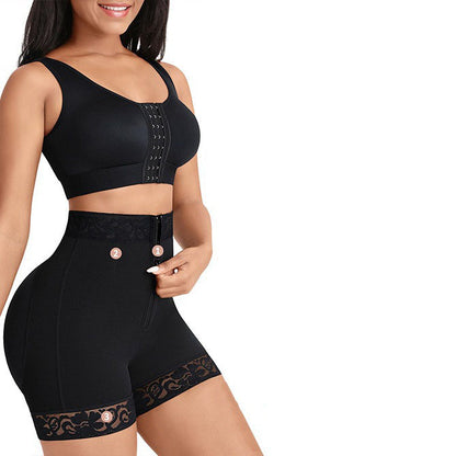 Lace waist cinching waist cinching and hip lifting postpartum high waisted shapewear pants