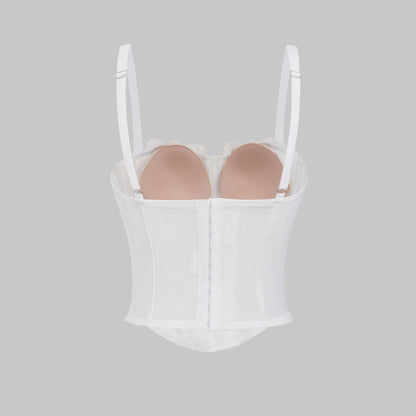 Sexy White Lace Camisole with Slimming and Shapewear