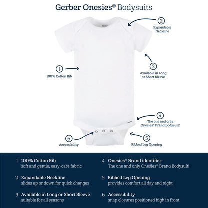 Gerber Baby Boys and Girls' 8-pack Short Sleeve Onesies Bodysuits