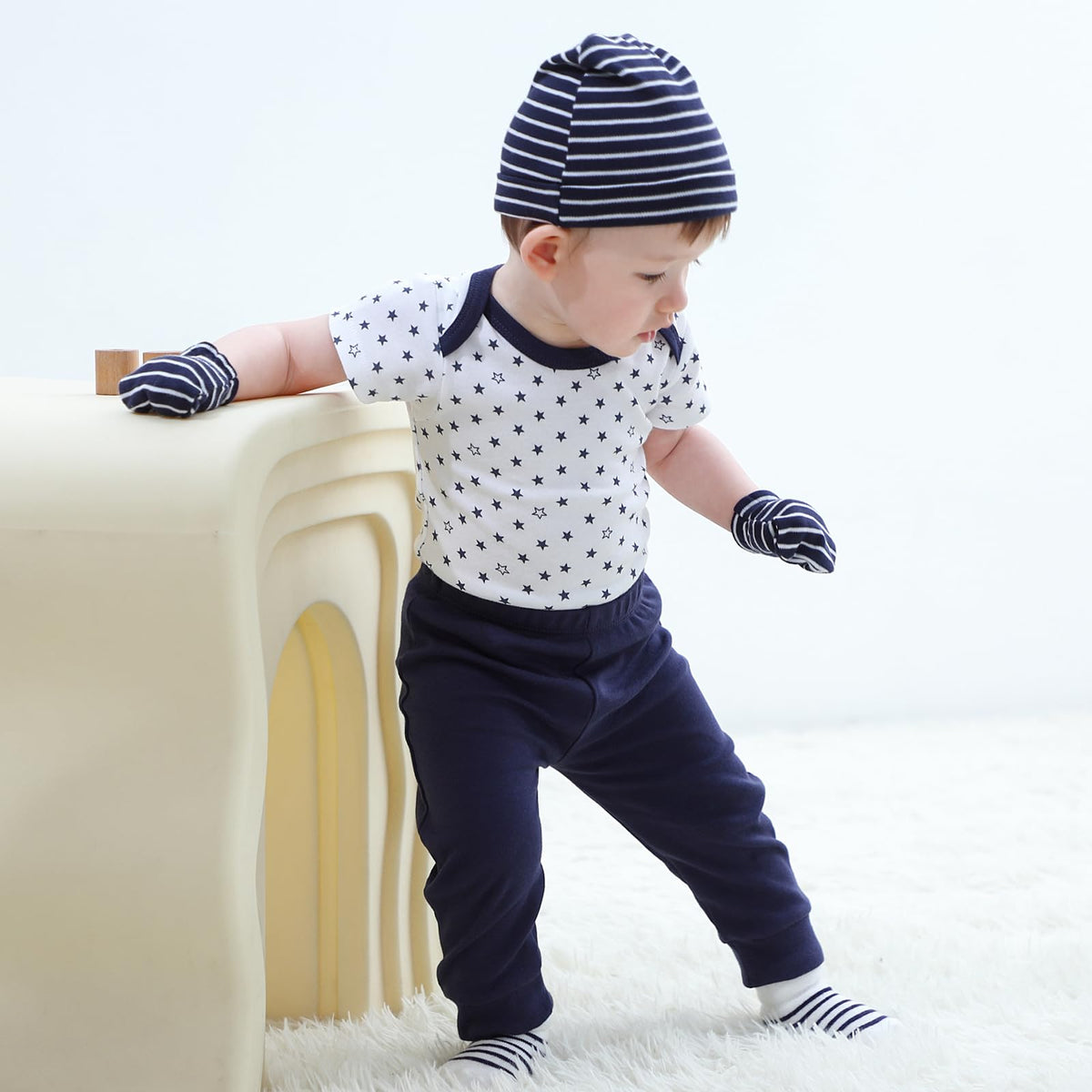 Ruliby Baby Bodysuit and Pant Set 10-pcs Cotton Soft Newborn Clothes Outfit