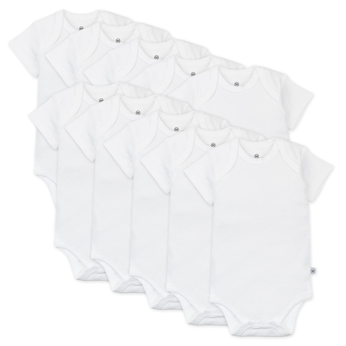HonestBaby 10-pack Short Sleeve Bodysuits One-piece for Infant Baby Boys, Girls, Rainbow Gems Blues, 6-9 Months