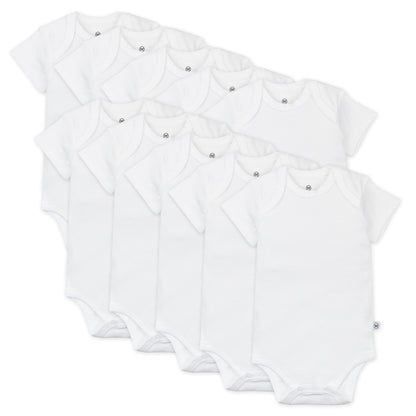 HonestBaby 10-pack Short Sleeve Bodysuits One-piece for Infant Baby Boys, Girls, Rainbow Gems Blues, 6-9 Months