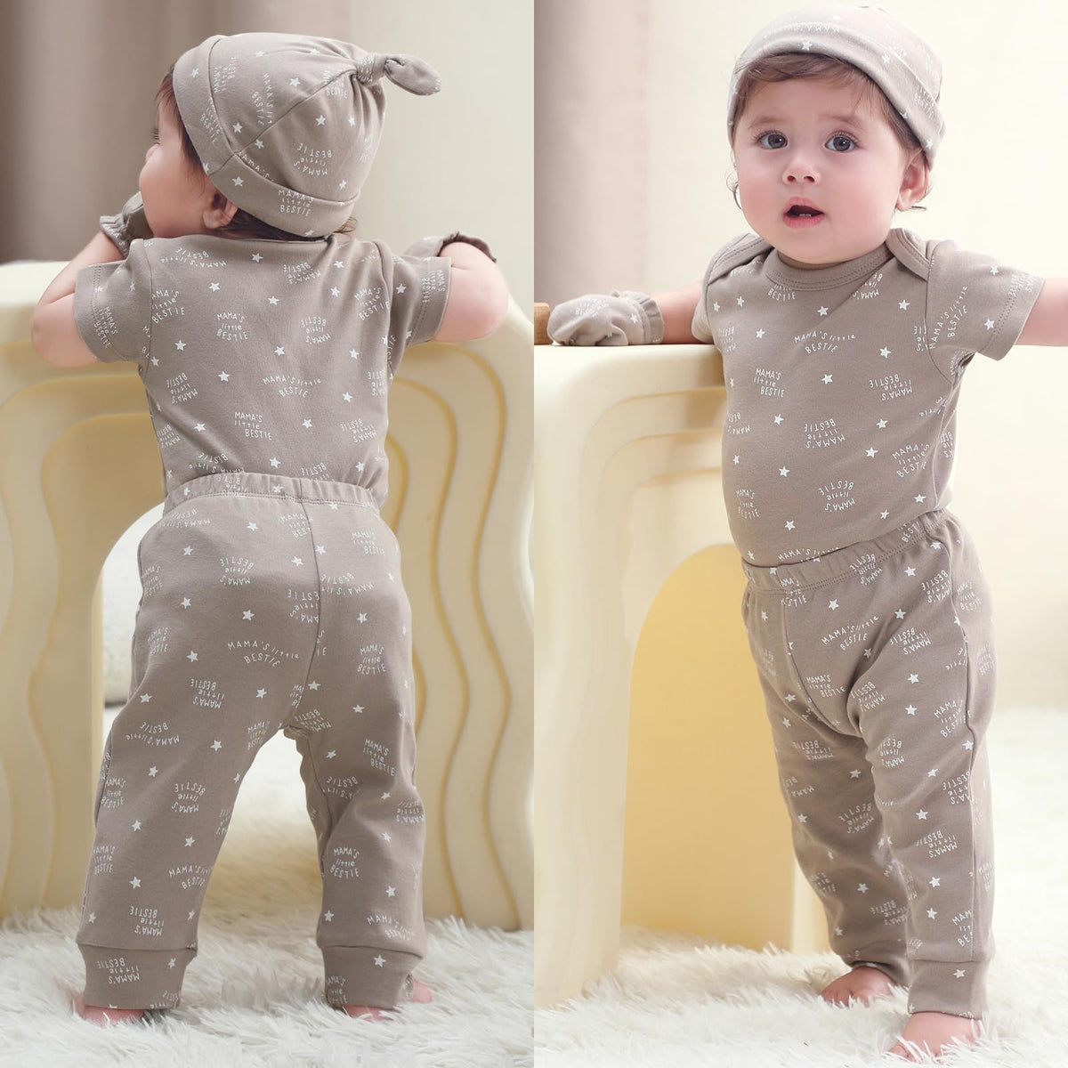Ruliby Baby Bodysuit and Pant Set 10-pcs Cotton Soft Newborn Clothes Outfit