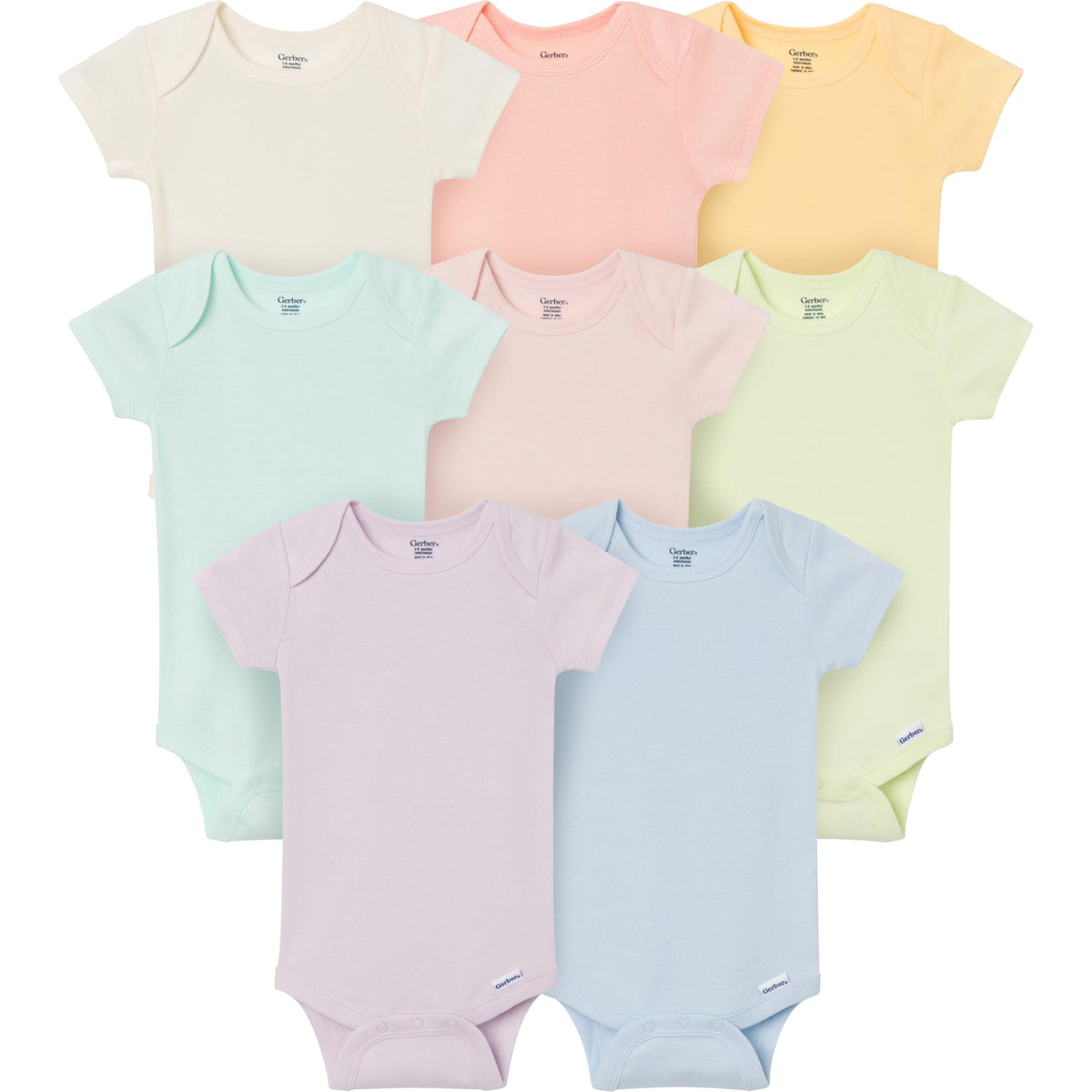 Gerber Baby Boys and Girls' 8-pack Short Sleeve Onesies Bodysuits