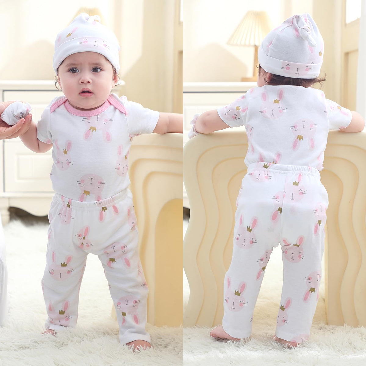 Ruliby Baby Bodysuit and Pant Set 10-pcs Cotton Soft Newborn Clothes Outfit