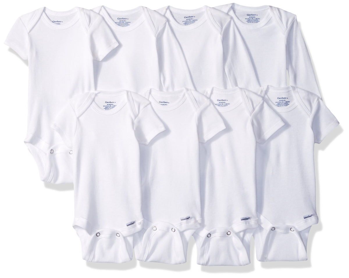 Gerber Baby Boys and Girls' 8-pack Short Sleeve Onesies Bodysuits