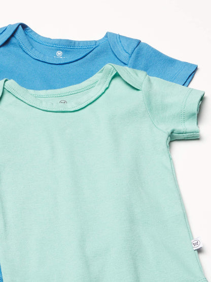 HonestBaby 10-pack Short Sleeve Bodysuits One-piece for Infant Baby Boys, Girls, Rainbow Gems Blues, 6-9 Months