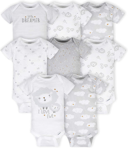 Gerber Baby Boys and Girls' 8-pack Short Sleeve Onesies Bodysuits