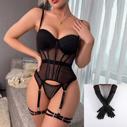 High Quality New Comfortable Mesh Breathable Shapewear Split Set Steel Ring Gathered With Leg Ring